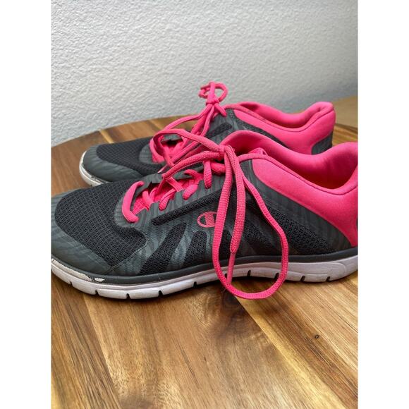 Champion Shoes Womens 5.5 Running Jogging Gray Pink Fabric Lace Up Walking - Picture 4 of 12